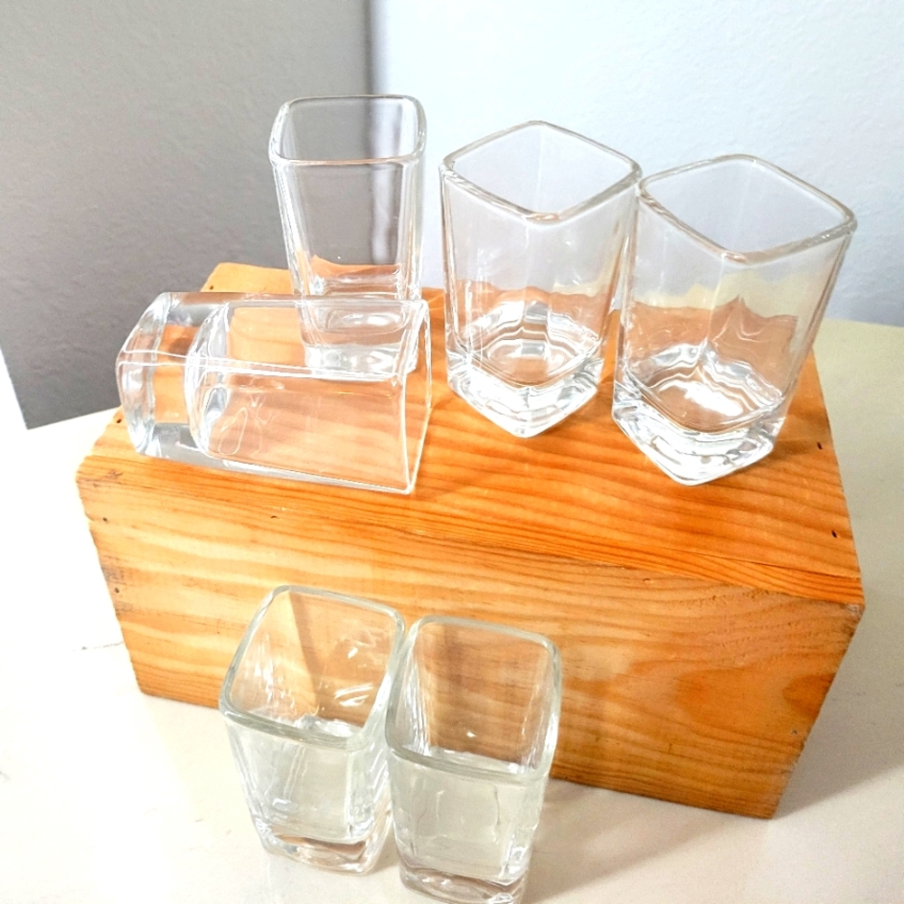 Set of Clear Square Shot Glasses (6)